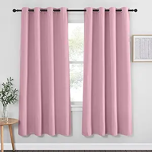 NICETOWN Blackout Curtain Drape 72 inch Long - Grommet Noise Reducing Thermal Insulated Modern Window Treatments for Bedroom Living Room (1 Panel, 52 x 72 Inch, Rouge Pink)