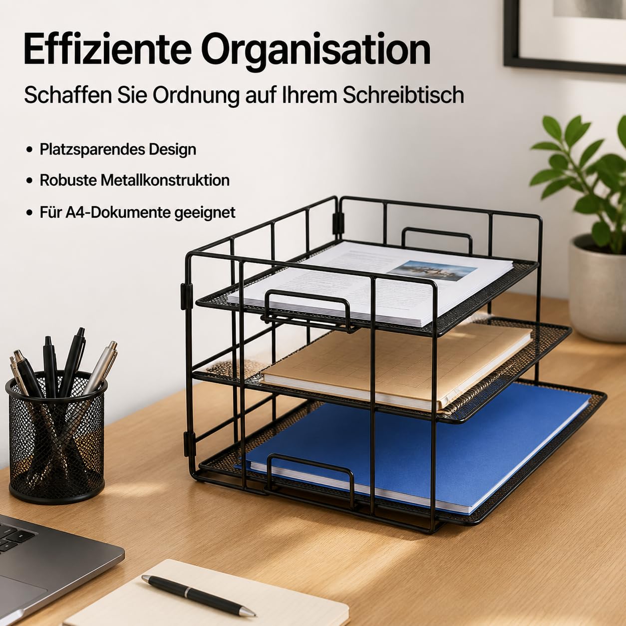 Colcolo A4 Metall Ablage Ordner Dokumentenorganizer Briefsortierer Mehrfach für Büro Lernzimmer, White