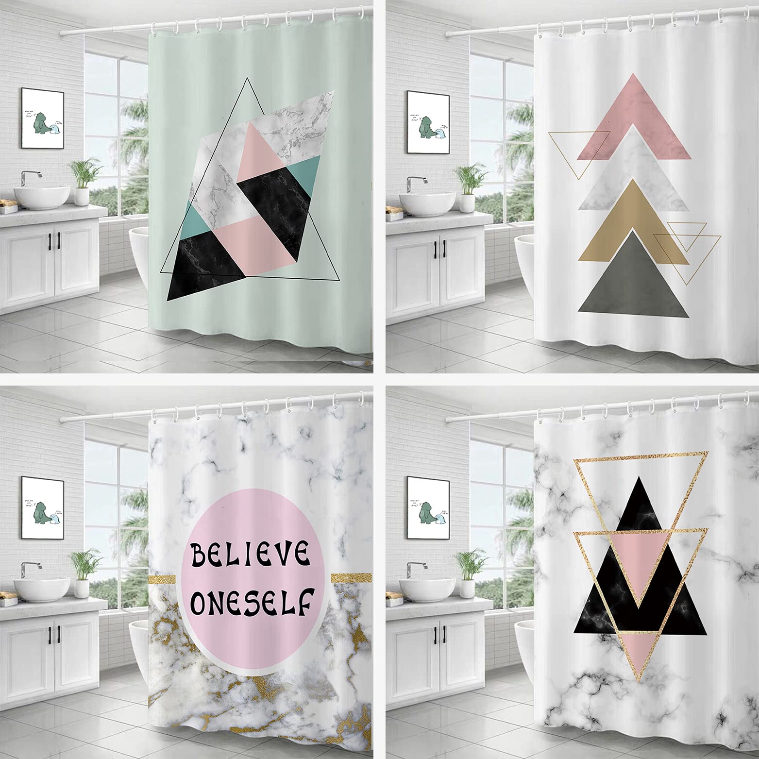 Tenda Doccia Antimuffa 3D Con Giraffa, 165x180cm, Impermeabile Con 12 Ganci Antiruggine, Lavabile In Lavatrice