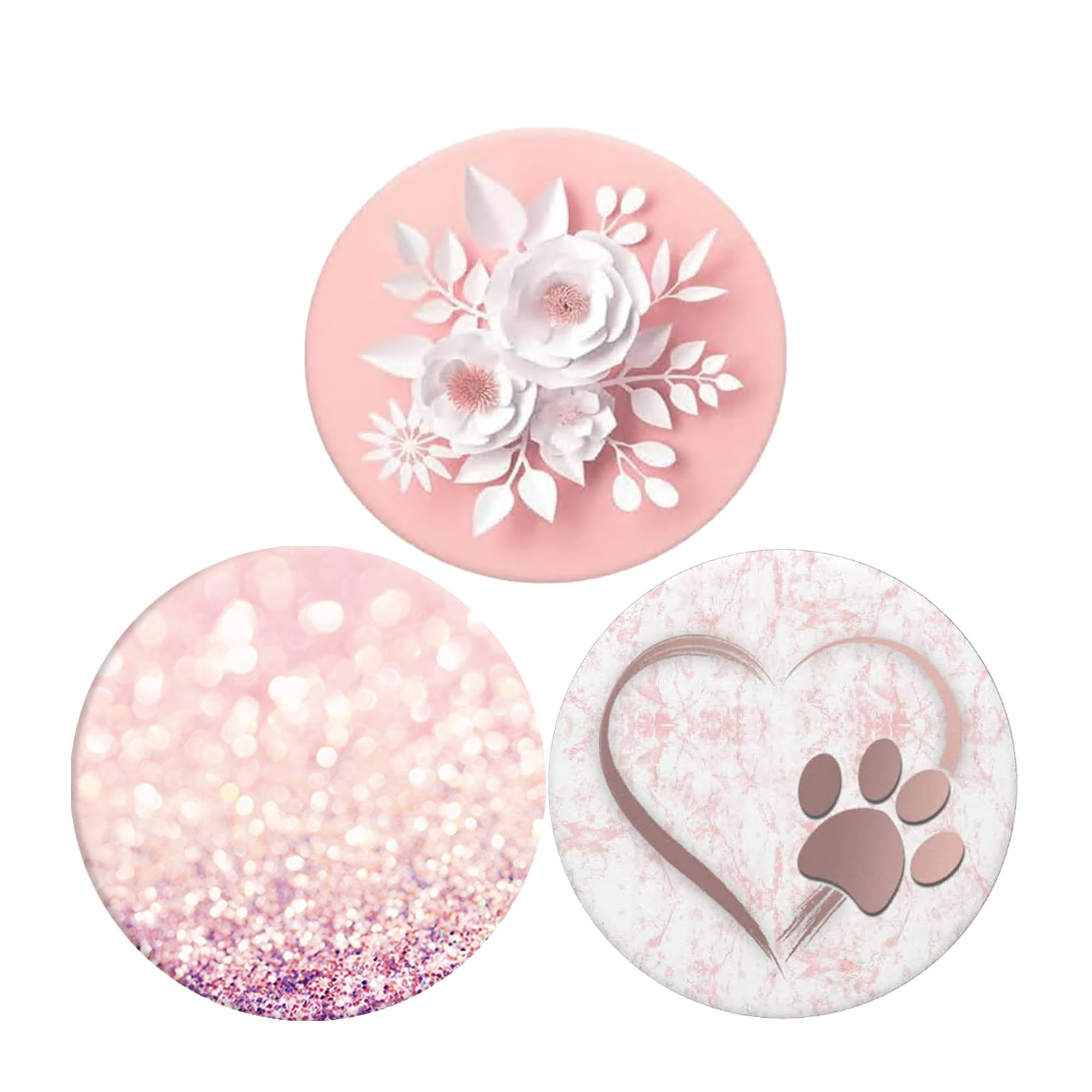 Collapsible Phone Bracket 360°Rotary Grips for Phones & Tablets(4 Pack) - White Rose Gold Geometric Pink Marble-image-33