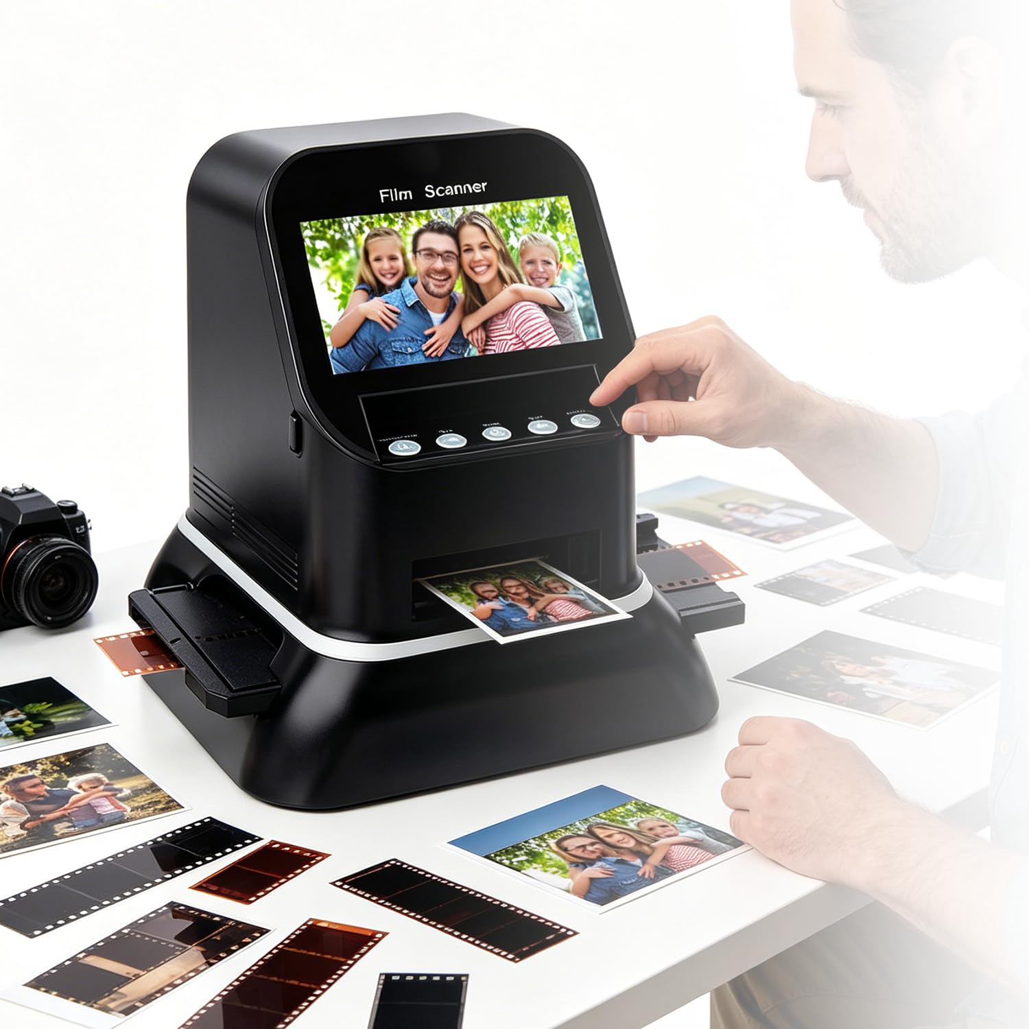 Azcabjie 22 Million Pixels HD Film Digitizer Scanner with 4.3 Inch Preview LCD,All-in-One Converter for 35mm/135/120/126/127 Slides & Negatives to JPEG,for Old Photo Restoration & Archiving