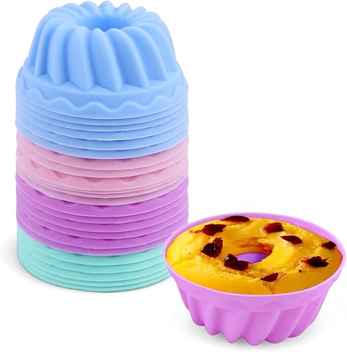 Paquete de 24 moldes de silicona para hornear de calabaza, reutilizables, antiadherentes, para cupcakes, de grado alimenticio, sin BPA, multicolor