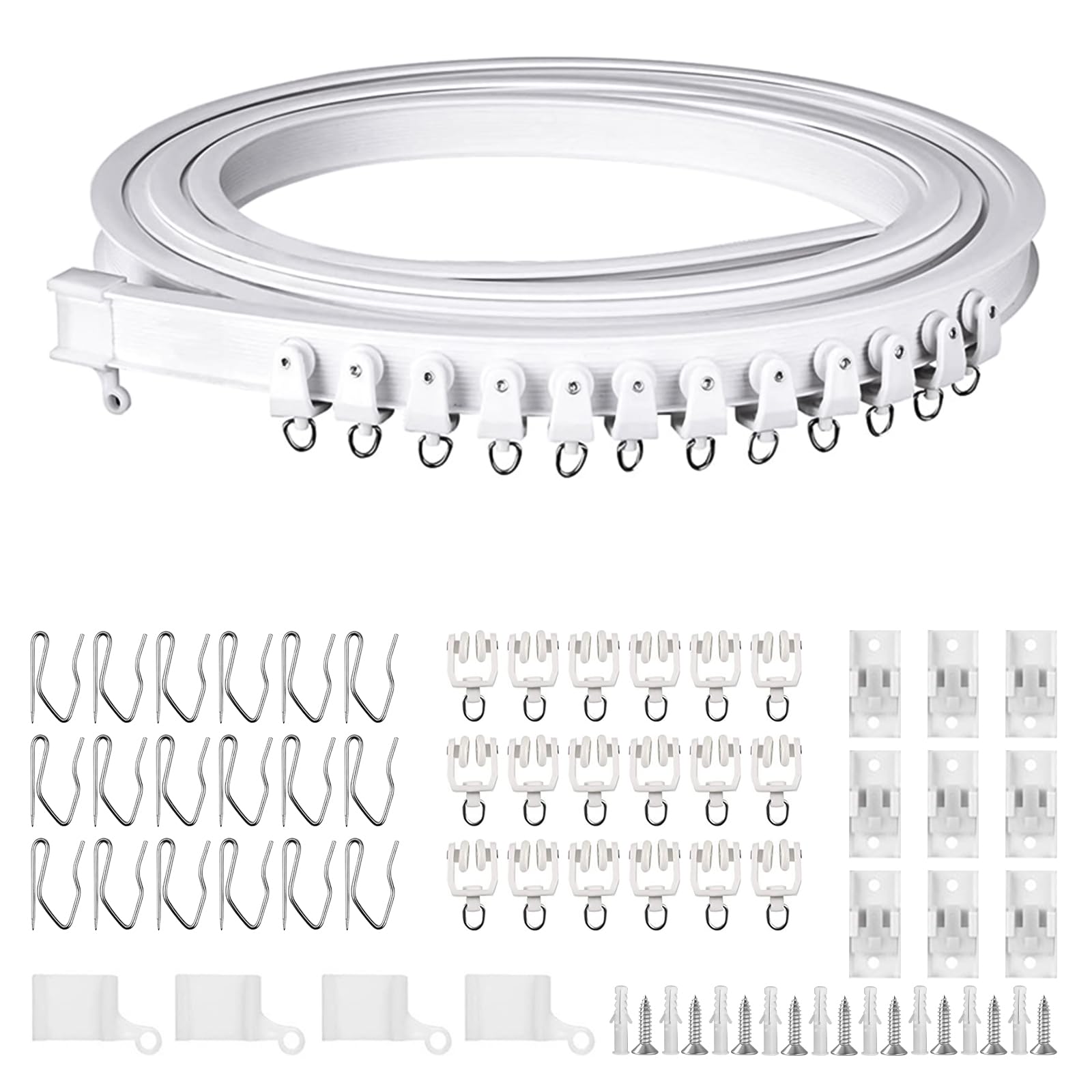 Kit Rideau Fenêtre Angulaire Silencieux Rail De Rideau De Plafond Incurvé 3m Blanc – Flexible Et Support Tringle Rideaux Sans Percage