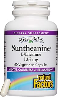 Natural Factors - Stress-Relax Suntheanine L-Theanine, Supports Mental Calmness & Relaxation, 60 Vegetarian Capsules