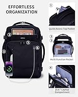 Vista 4 de ECOHUB Mochila de Viaje Mochila de Equipaje de Mano, Negro-3, Mochilas de viaje