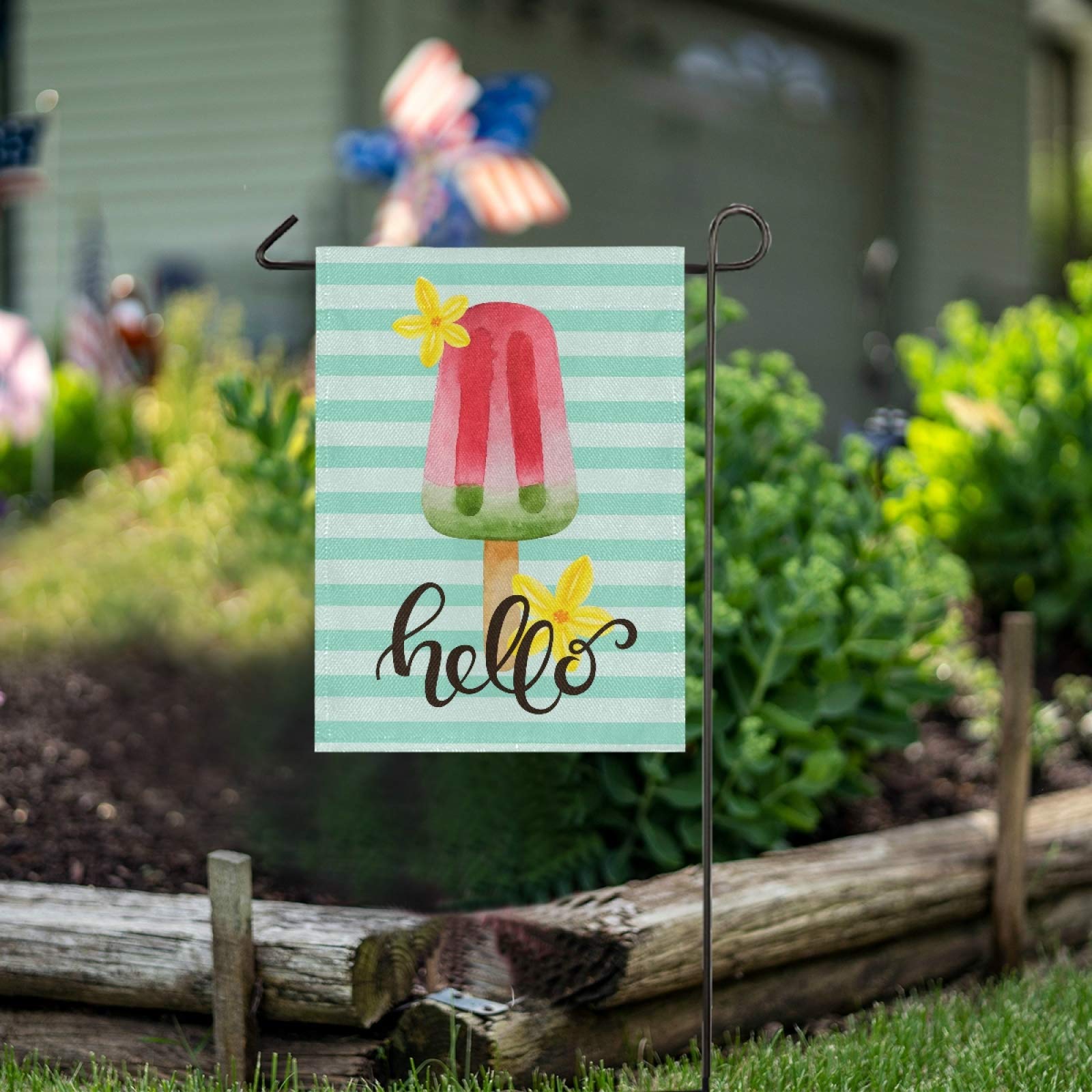 YMYIELD Hello Summer Gartenflagge – Wassermelone, 32,5x45,7 Cm, Doppelseitig, Jute