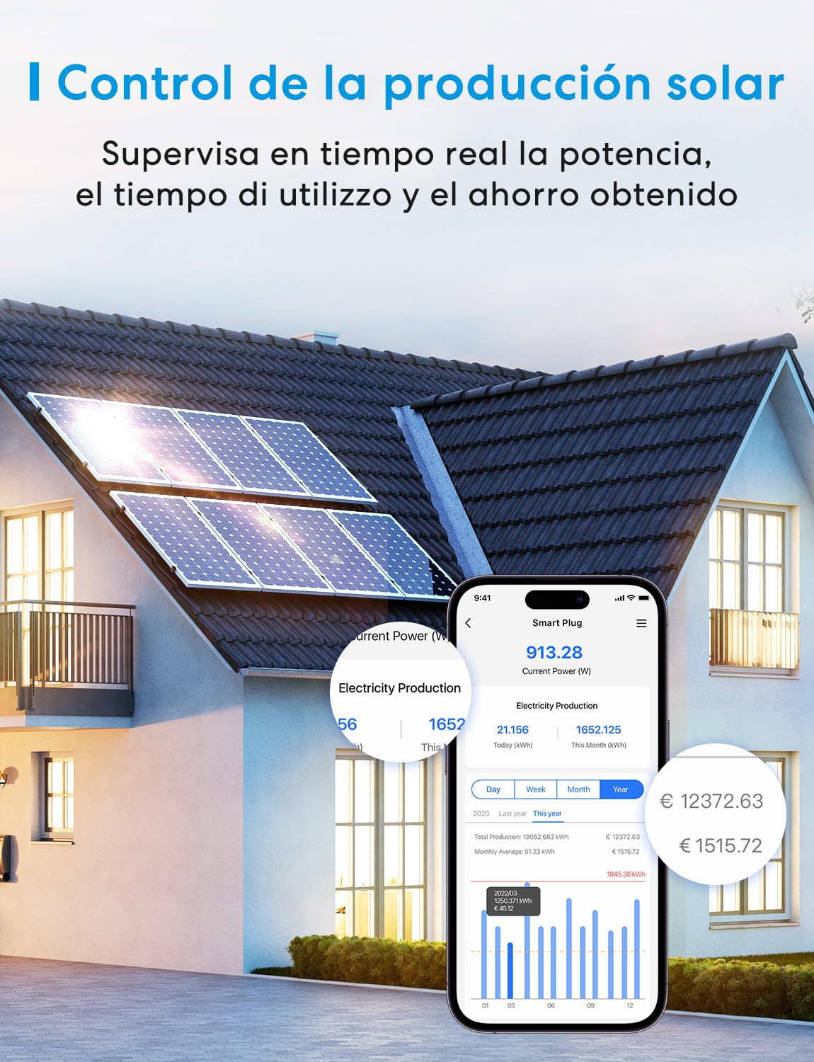 Meross Enchufe Inteligente WiFi con Medición de Consumo y Temporizador, 16A | Tomada Inteligente Compatible con Alexa y Google Home, Control Remoto por APP & Voz, Ahorro Energético, Bluetooth, 4 Pack