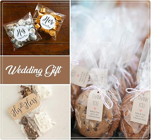 Miniatura 7 de ilauke 200 bolsas de galletas, bolsas de celofán transparentes de 4 x 6 pulgadas, bolsas de dulces con palo de agradecimiento, embalaje de galletas