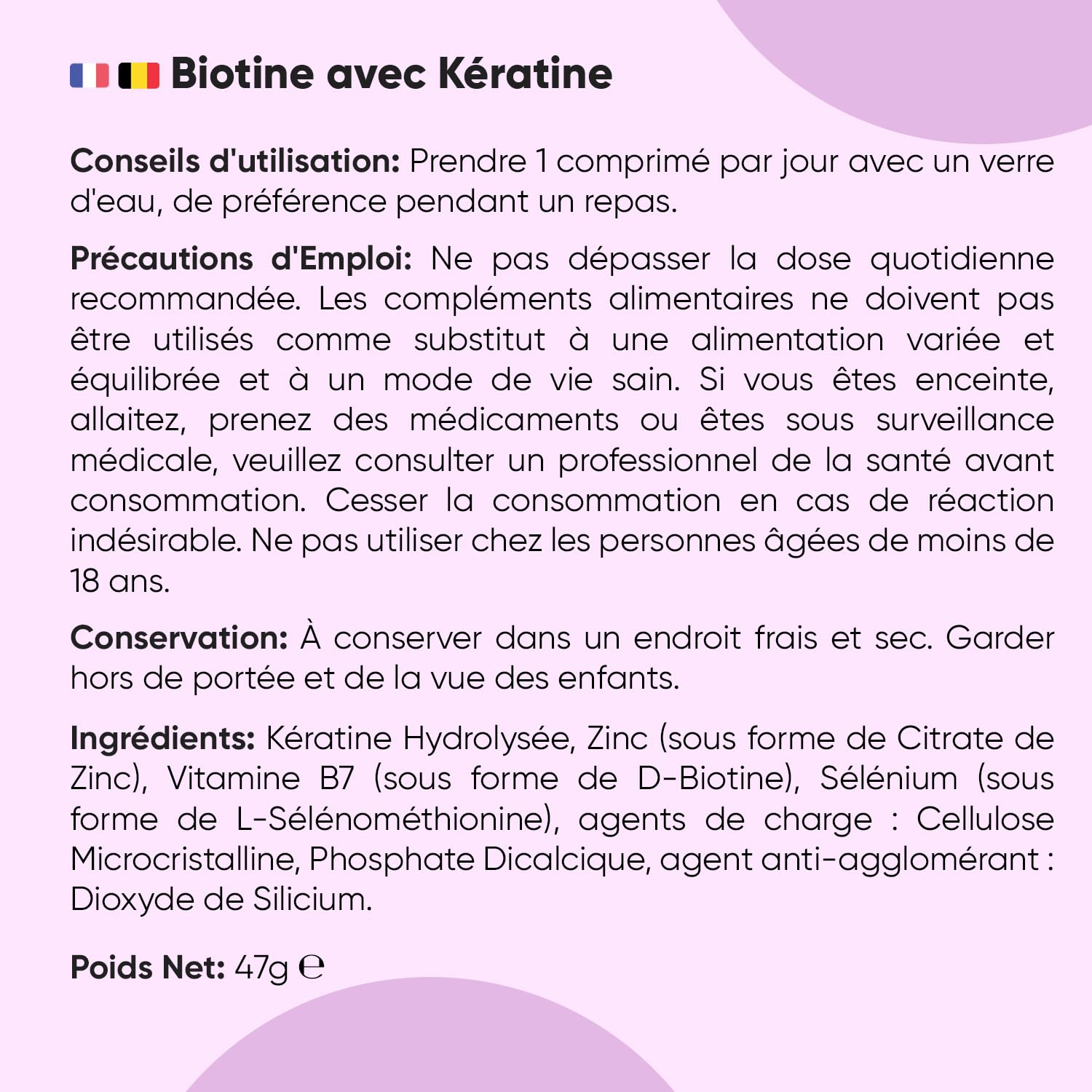 Biotine Cheveux avec Selenium, Zinc et Kératine - 400 Micro Comprimés Vegan de Biotine Zinc Selenium +1 An de Stock - Selon l'EFSA, la biotine contribue au maintien d'une chevelure normale - sans OGM