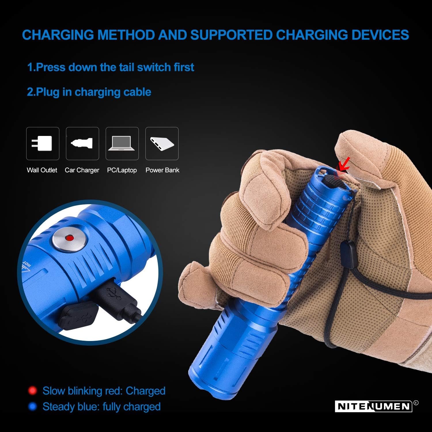 Flashlight Rechargeable 3400mAh NITENUMEN TK27 Photo