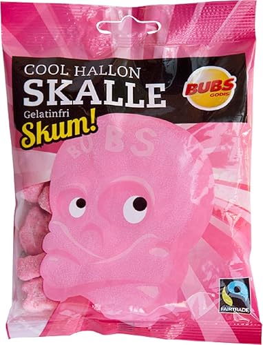 2 Bags x 90g of Bubs Godis Cool Hallonskalle Skum - Original - Swedish - Sour - Cool Raspberry Skull Foam - Gelatine Free - Wine Gums - Candy