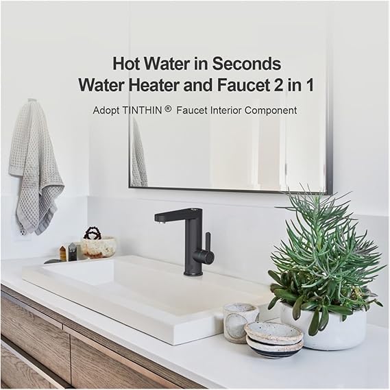 Electric Water Heater Hot Faucet 2 in 1 Basin Tap Tankless Geyser 220 Instant for Home(Matte White)