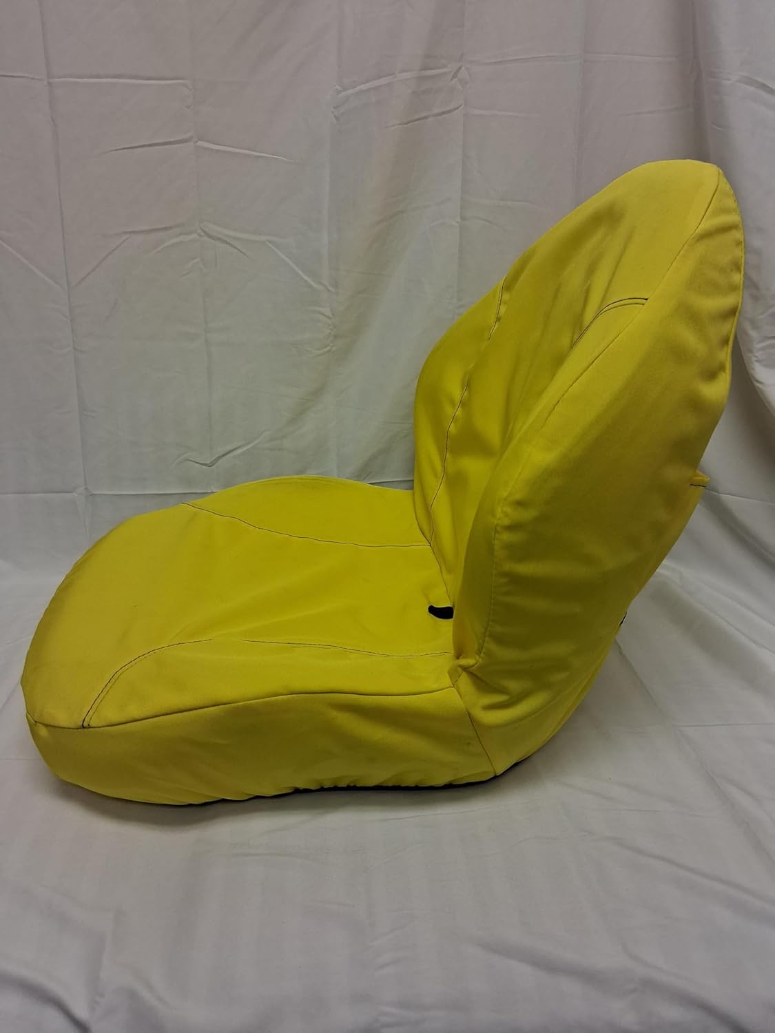 Universal High Back Tractor Seat In Yellow Waterproof Fabric, Multiple Mounting Patterns, Waterproof Design. Slide Tracks Included.