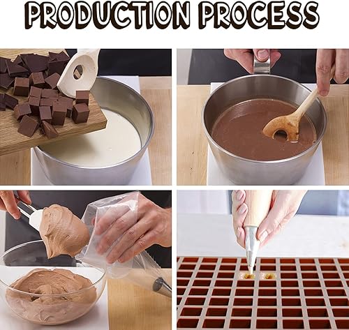 Miniatura 5 de Sakolla - Molde cuadrado de chocolate de silicona, moldes de 80 cavidades para chocolate, caramelo, praliné, cubitos de hielo, gelatina y gominola