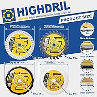 Vista 2 de HIGHDRIL Juego de hojas de sierra circular de 3" 75mm, 4 piezas - Disco de corte de diamante/HSS/TCT para amoladora angular para cortar metal