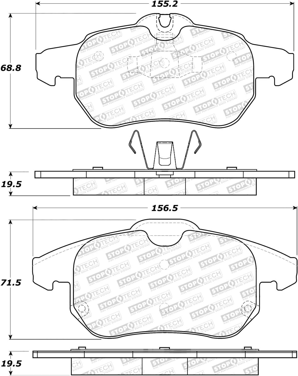 StopTech 308.09721 Street Brake Pads; Front with Shims and Hardware