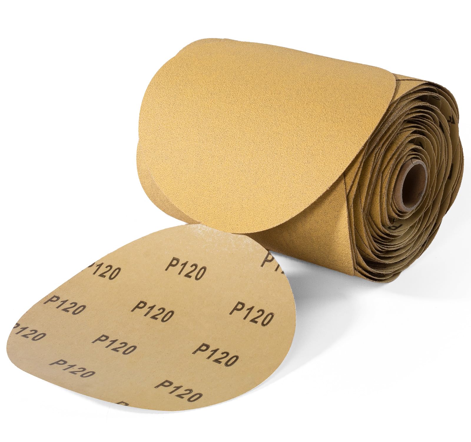 100 PCS 6 Inch PSA Sanding Discs 120 Grit Adhesive Backed Sandpaper Roll Sticky-Back for DA Sander Self Stick Aluminum Oxide Round Automotive Sand Paper with Sticky Back