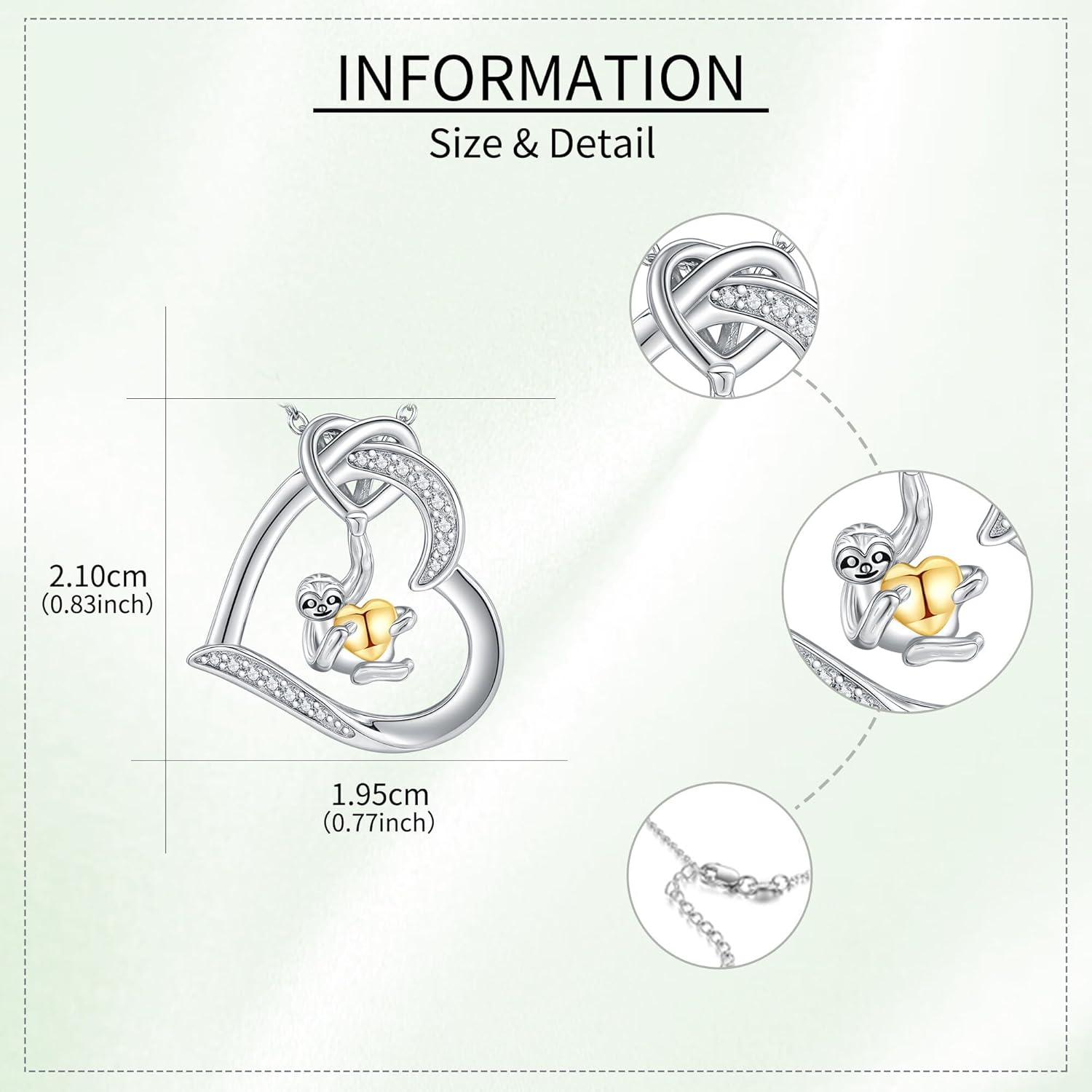 YAFEINI Heart Animal Necklace S925 Sterling Silver Hummingbird/Sloth/Dachshund/Turtle Pendant Necklaces Animal Jewelry Gifts for Women Mom Wife - Image 4