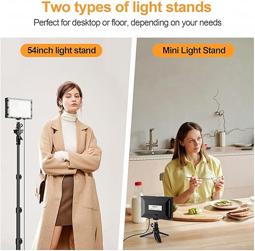 Miniatura 4 de EMART Luz de video LED de 11 brillo4 filtros de color regulable iluminación continua de mesa soporte de trípode ajustable luz de llenado portátil
