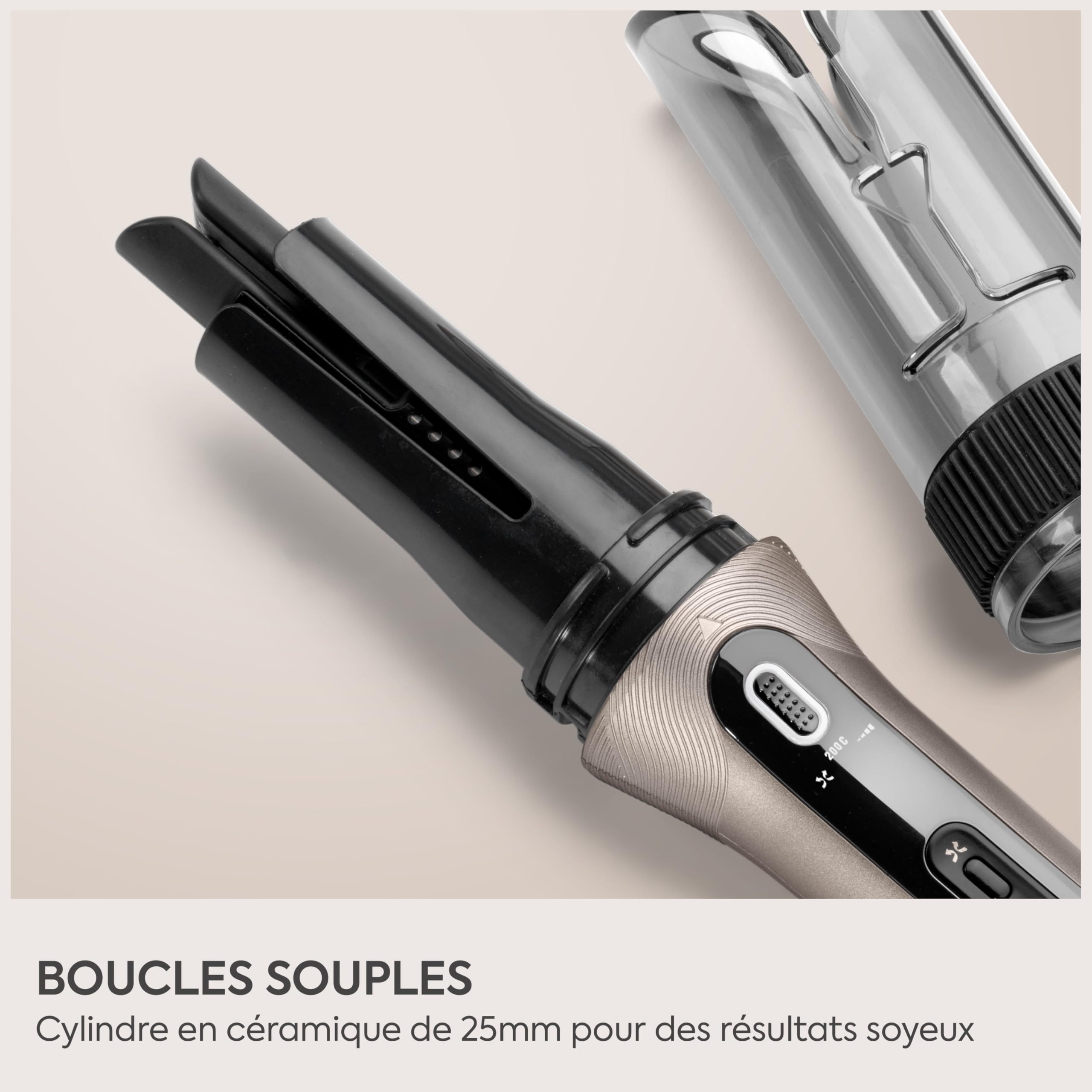BaByliss Boucleur Automatique & Waver Style Secret Air– Cylindre de 25 mm avec chaleur douce et flux d’air, 48 combinaisons de réglages pour boucles, waves ou brushing, cheveux courts et longs, C6686E