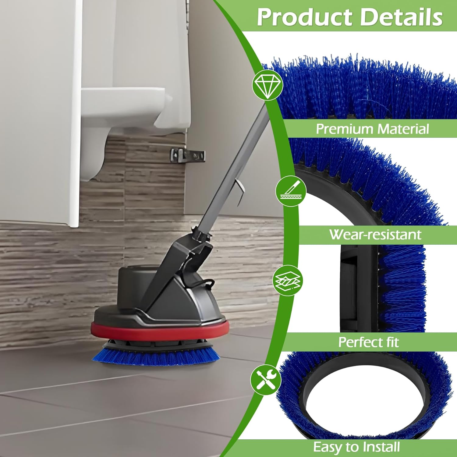 2Pack 237058 Polypropylene Scrub Orbiter Brush for ORB550MC Orbiter Floor Machine, 12” Diameter, Blue