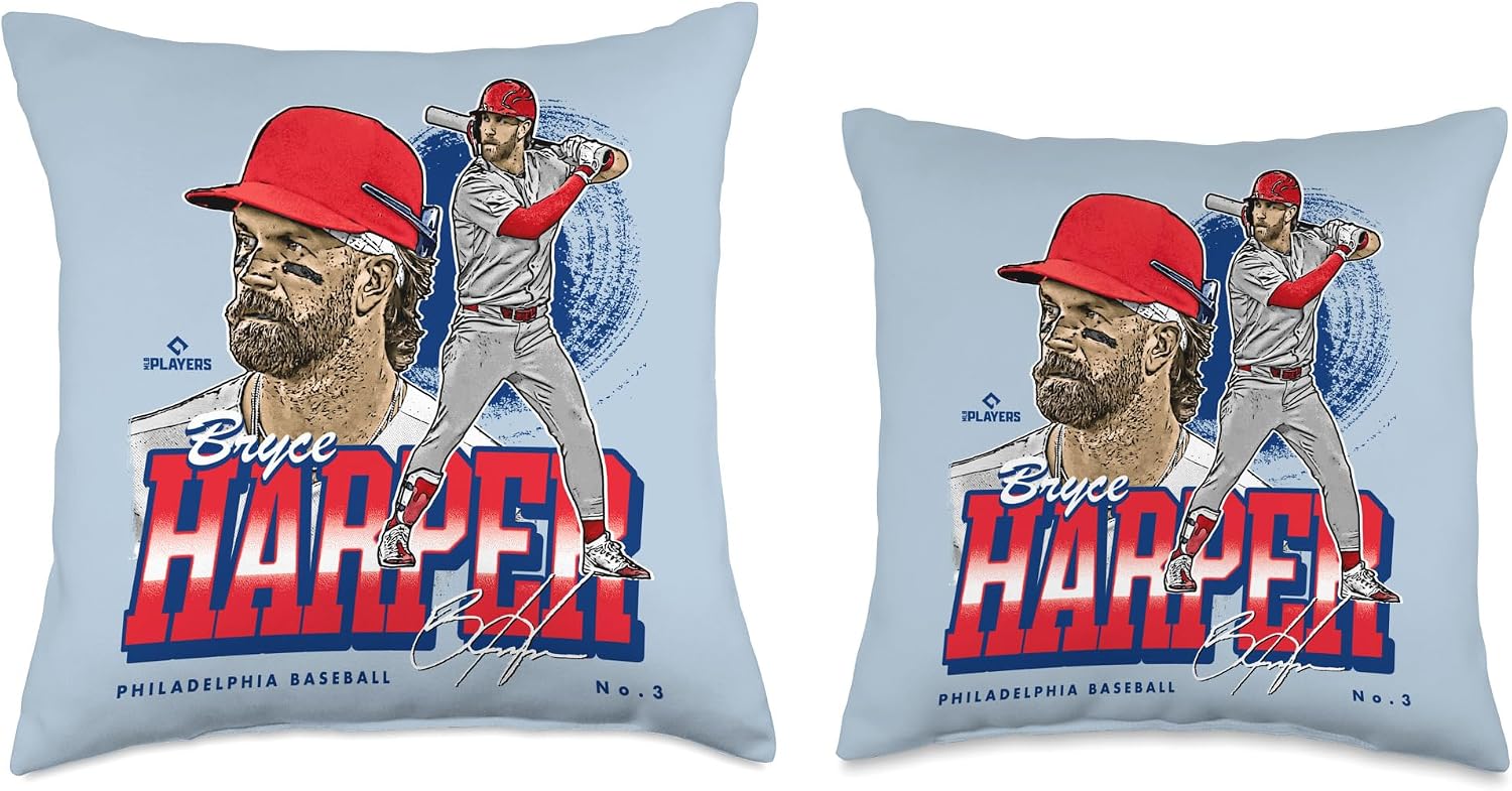 Bryce Harper | Philadelphia MLB Baseball Players| MLBBHA302N Throw Pillow