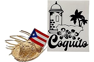 Puerto Rico Decal Sticker & Pava Straw Hat Puerto Rico Flag Morro...
