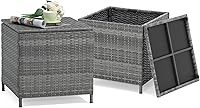 Vista 12 de Verano Garden Mesa auxiliar de mimbre para exteriores, mesa auxiliar de mimbre de ratán de almacenamiento pequeño, mesa de centro cuadrada de resina