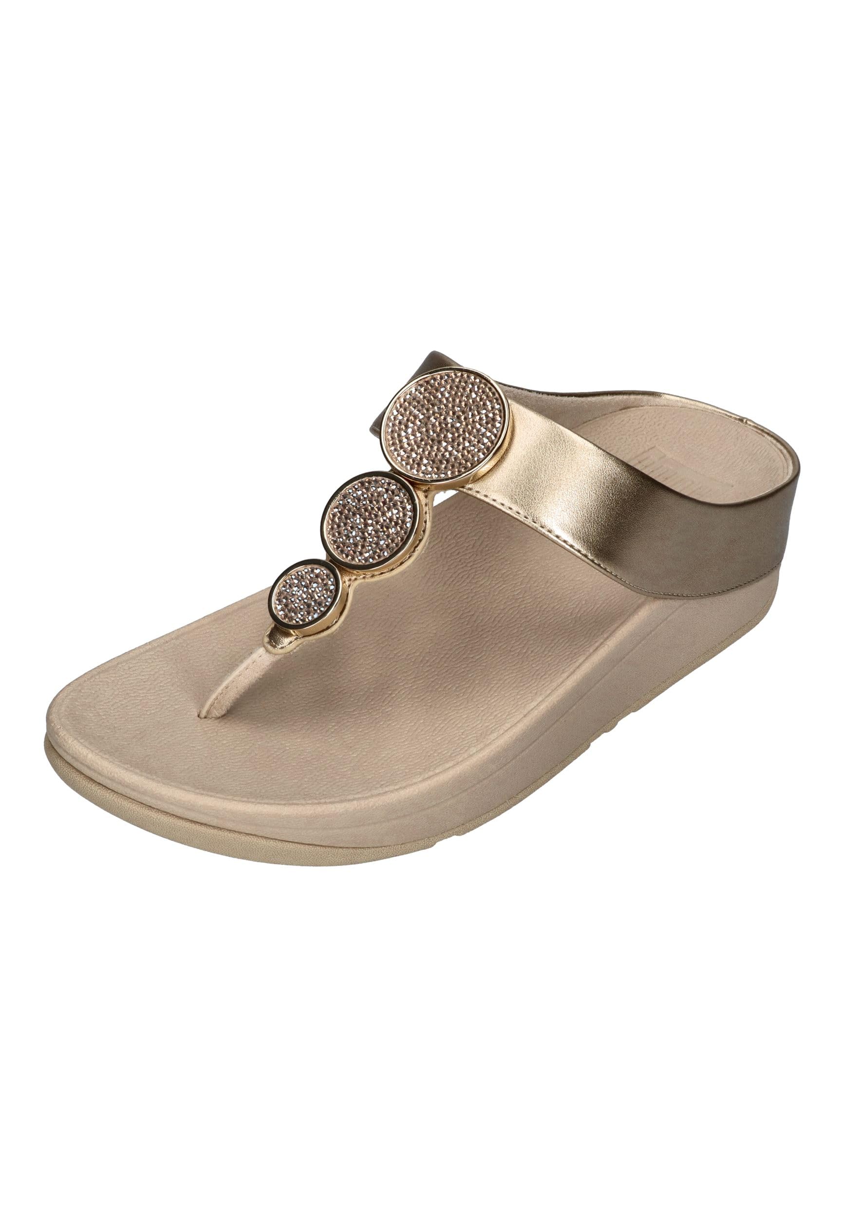 Fitflop Women's Gold Halo Bead Toe-Post Sandals Platino  3 Uk Size 3