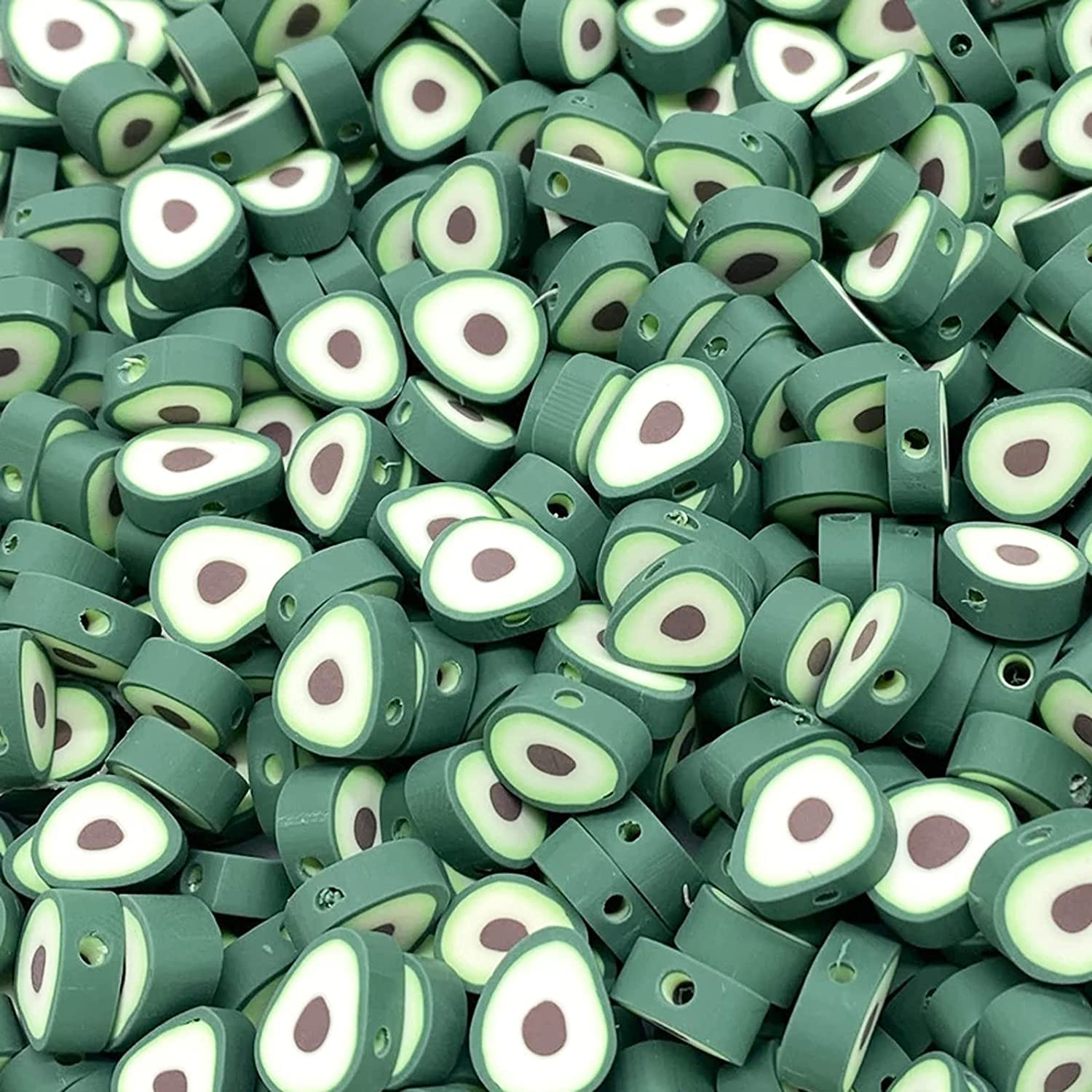 Fruit Theme Handmade Polymer Clay Beads, KASTWAVE Avocado Polymer Clay Beads, Avocado Beads for Jewelry Crafts Making, Loose Slime Beads Soft Pot Beads Crafts Accessories for Jewelry Making (120pcs)