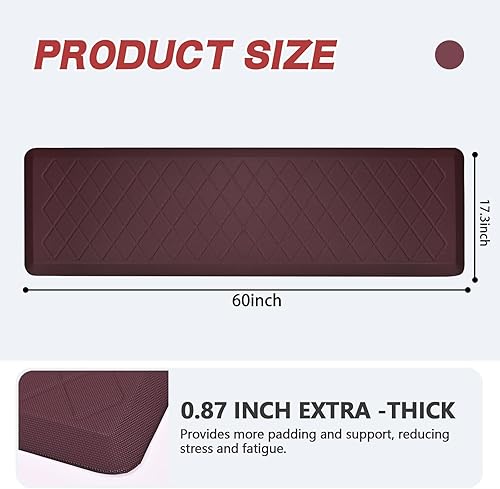 Miniatura 3 de Tapete ergonómico antideslizante para cocina, de 78 de pulgada de grosor, antifatiga, cómodo, tapete de escritorio de larga duración, sin rizos,