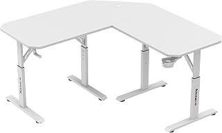 huzaro Hero 7.3 Eckschreibtisch 140x80 cm - Manuell höhenverstellbar - Platzsparendes Eckdesign für aufgeräumtes Setup - Robuste Oberfläche - Stabiler Gaming Tisch - Homeoffice und Lernen - Weiß