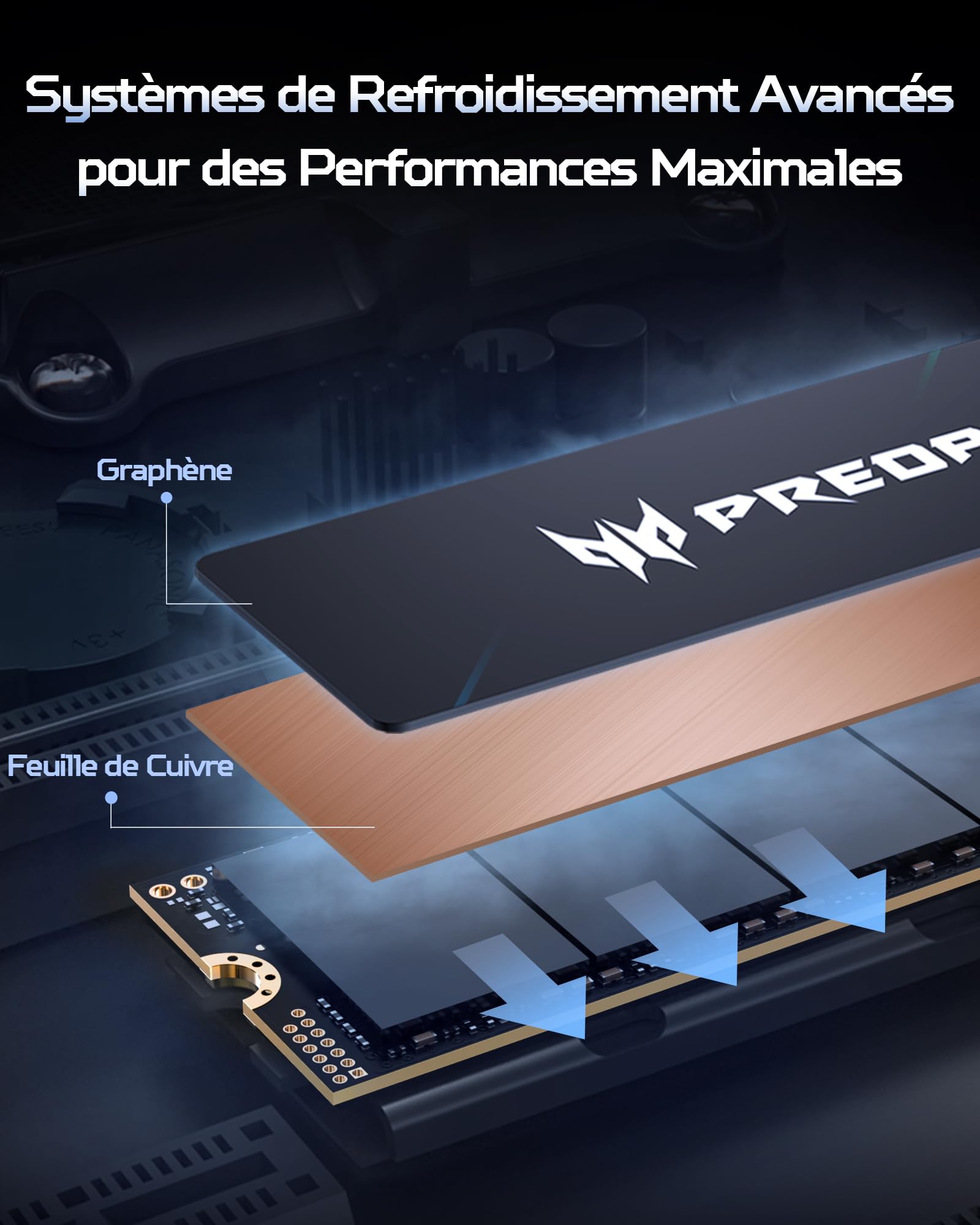 Acer Predator GM9 M.2 Gen5 SSD 1TB, up to 14500 MB/s, NVMe 2.0 PCIe