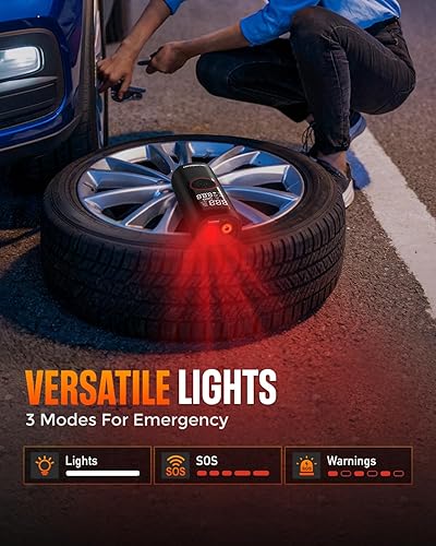 Miniatura 8 de NEVERLAND Compresor de aire portátil para inflador de neumáticos, bomba de aire eléctrica de 150 PSI 5 veces más rápida para neumáticos de