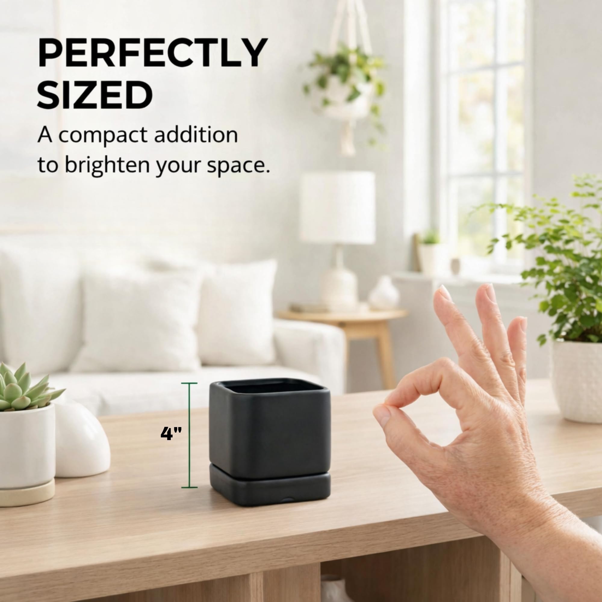 Lucky Winner Solid Cube Ceramic Planter Pot with Drain Hole