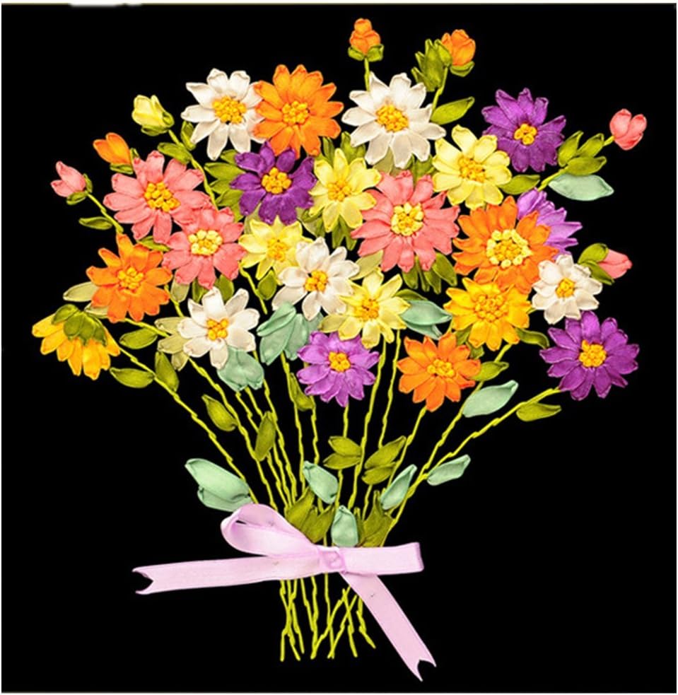 Egoshop Ribbon Embroidery Kit Little Flower DIY Wall Decor with English Instruction