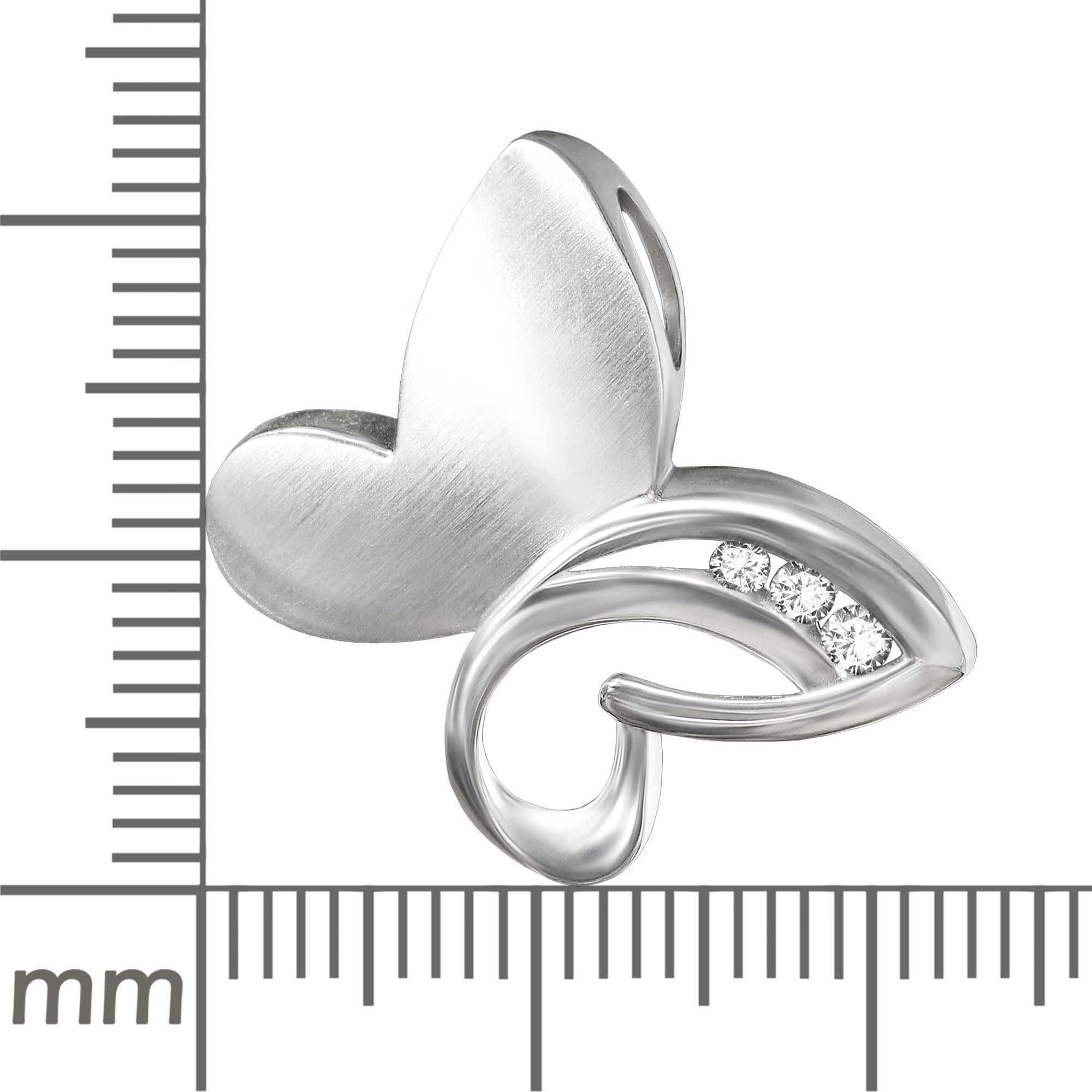 CLEVER SCHMUCK Damen Halskette Anhänger Schmetterling 22 mm 3 Zirkonia & Panzerkette 45 cm lang 925 STERLING 925 im Schmucketui creme