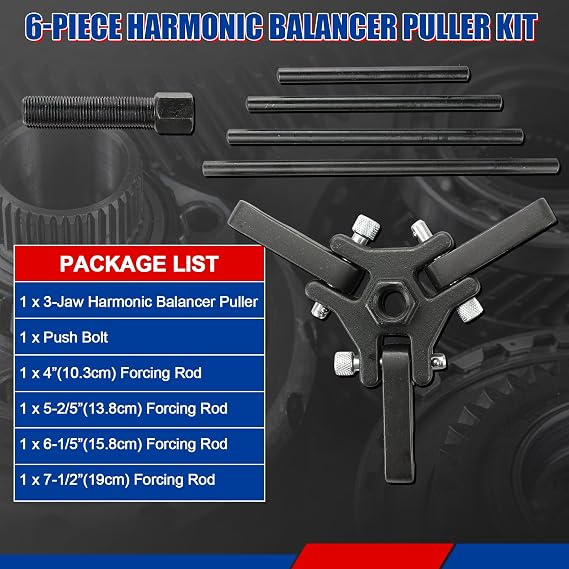 NYXOVA Harmonic Balancer Puller Kit, Adjustable 3-Jaw Pulley Puller | Fit for Removing Harmonic Dampers & Balancers, Harmonic Damper Pulley Puller Set