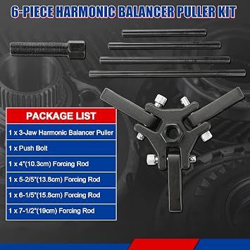 NYXOVA Harmonic Balancer Puller Kit, Adjustable 3-Jaw Pulley Puller | Fit for Removing Harmonic Dampers & Balancers, Harmonic Damper Pulley Puller Set