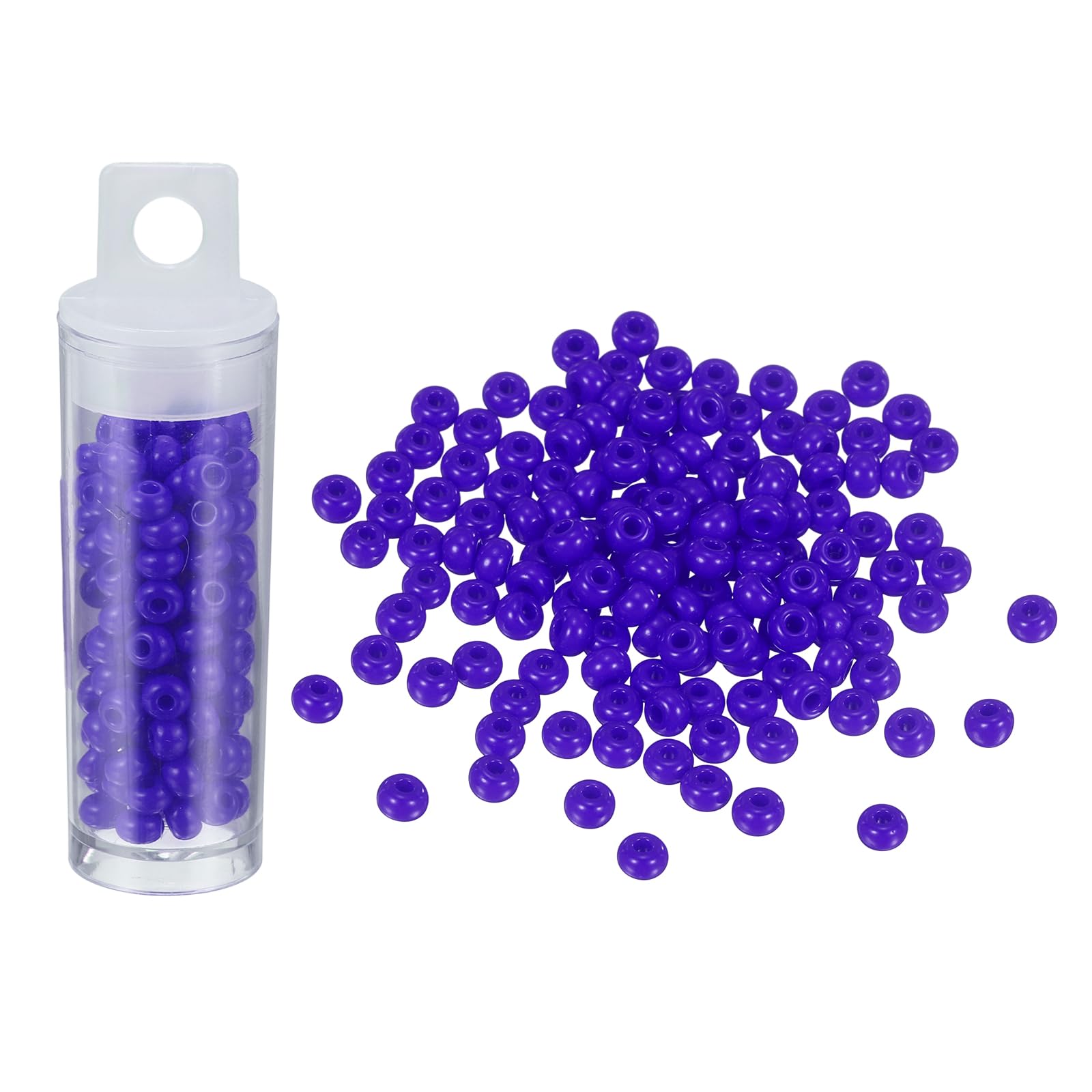 sourcing map 130 Pcs Glass Seed Beads Bulk, 4mm Mini Loose Glass Bugle Beads for DIY Earrings, Necklaces, Bracelets, Jewelry Making, Dark Blue