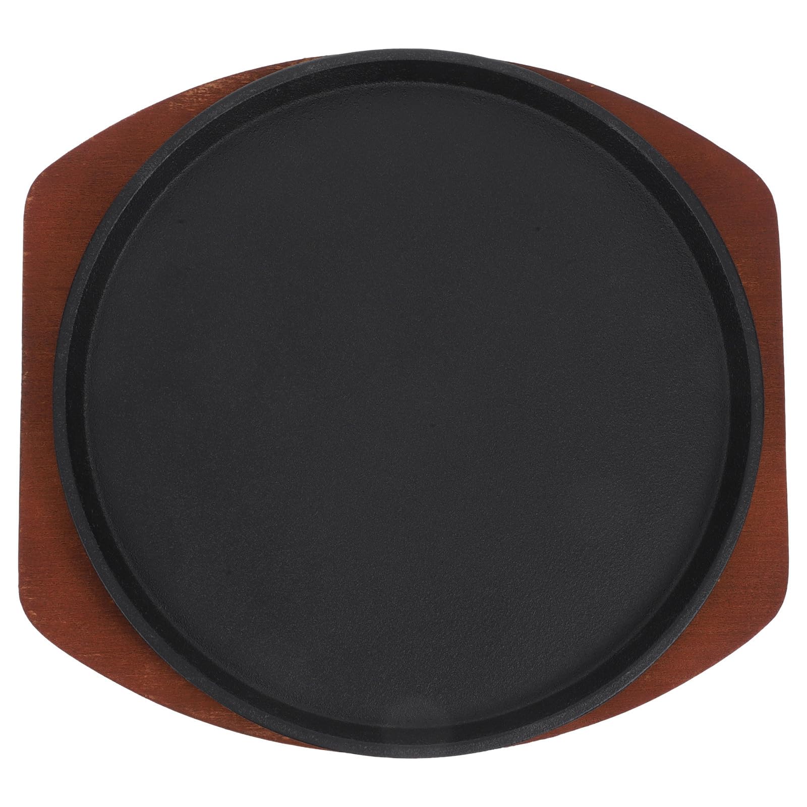 Artibetter Poêle à Steak en Fonte 25 Cm Épaisse Base en Bois, Plaque Grillade Steak Cuisine Domestique et Professionnelle, Ustensile Barbecue Polyvalent pour Cuisson Gaz et Induction