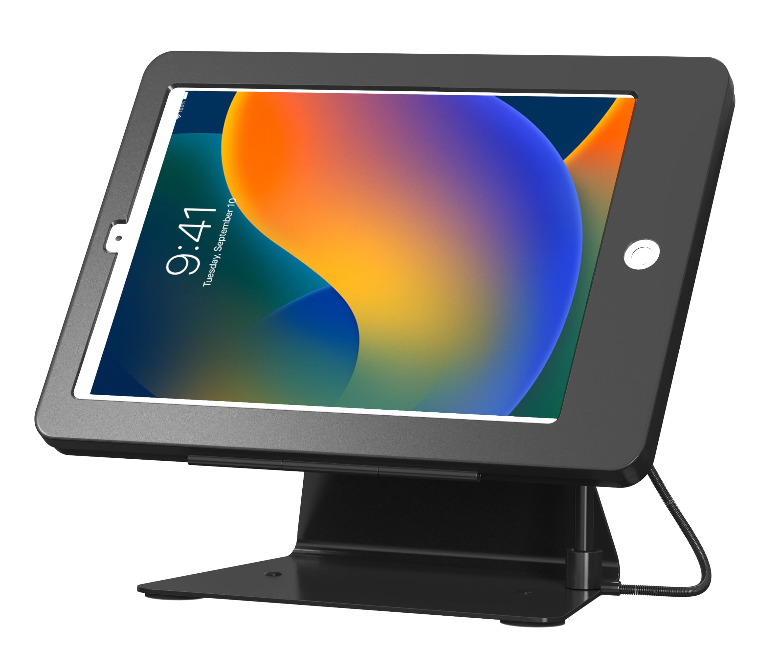 Desktop Anti-Theft Stand – CTA Kiosk Stand with Stylus, Tether, and Aluminum Enclosure for iPad (Gen 2-6), Air (Gen 1 & 2), & Pro 9.7 - Black (PAD-DASB)