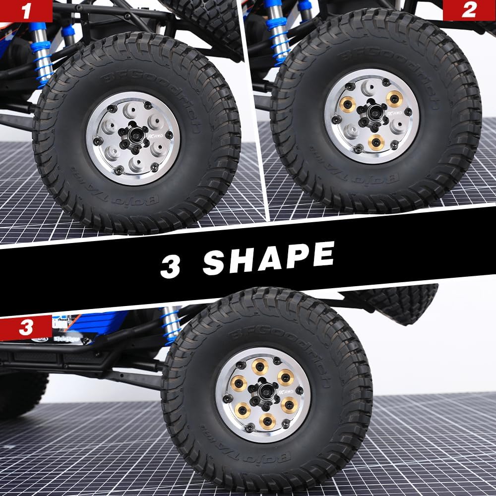 RCAWD 2PCS Cyberwheelz 2.2 Beadlock Wheel Rim Detachable Counterweights for 1/10 RC Crawler Series Upgrades Parts Silver
