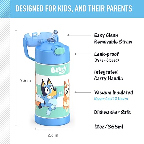Miniatura 2 de Lifefactory Botella deportiva de acero inoxidable aislada al vacío con tapa de pajita, 32 onzas, mezclilla oscura