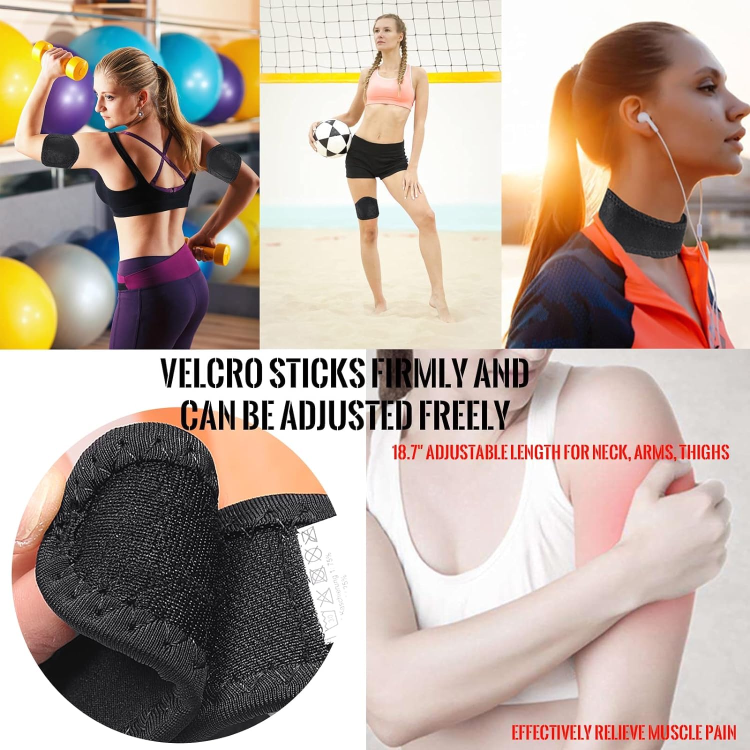 Lot de 2 supports de cou magnétiques souples avec 5 aimants réglables et auto-chauffants pour soulager les douleurs cervicales