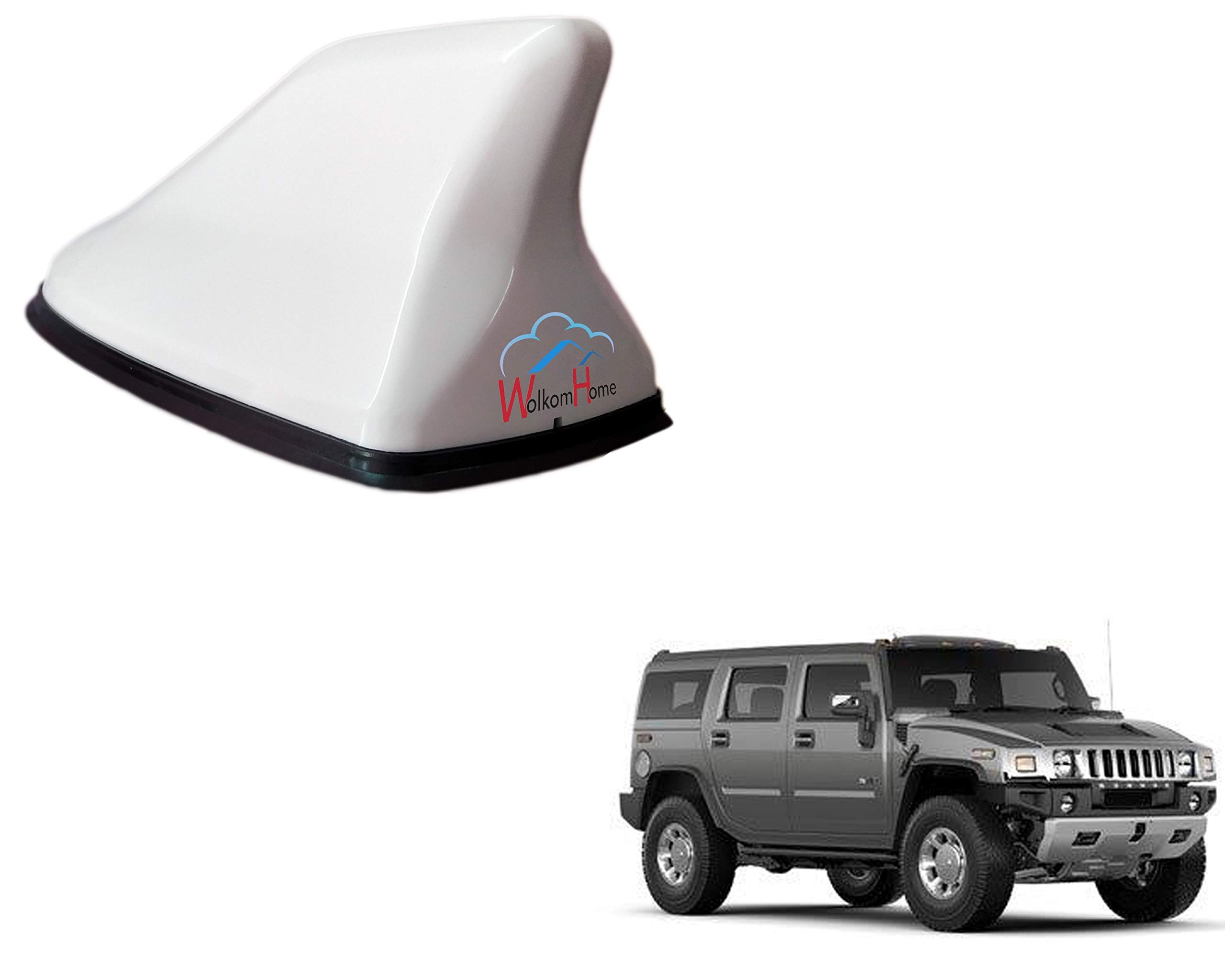 WolkomHome High Performance Shark Fin Antenna White Color Car FM Radio Signal Aerials for Hummer H2