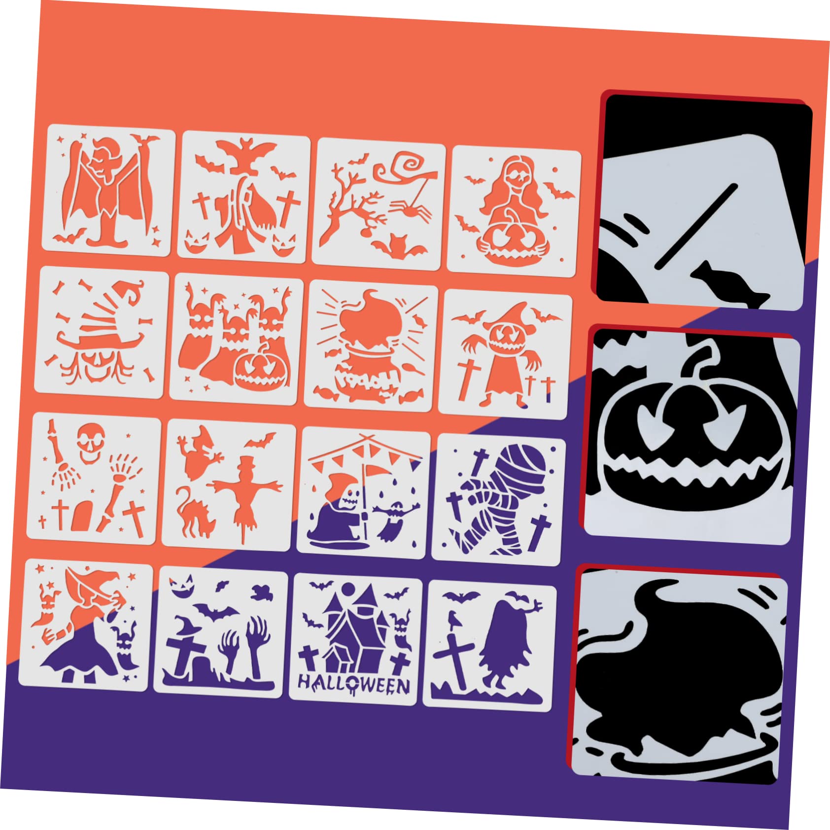 Operitacx 96piezas Plantillas De Halloween Reutilizables Para De Stencils De Dibujo Para Manualidades y Decoraciones Fáciles