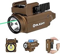 Vista 1 de OLIGHT Baldr S 800 Lumens Compact Rail Mount Weaponlight with Green Beam and White LED Combo, Magnetic USB Rechargeable Tactical Flashlight with