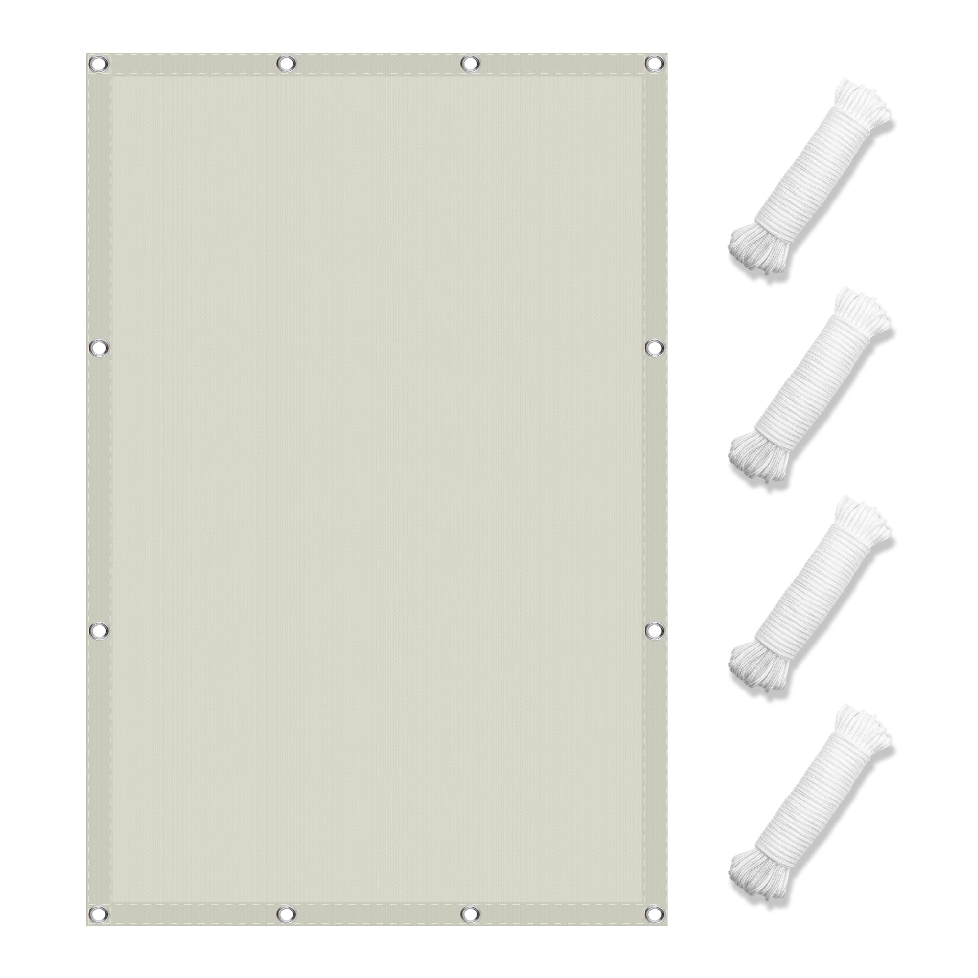 Voile d'ombrage pour terrasse et camping 180 x 540 cm bâche imperméable blanc cassé avec kit