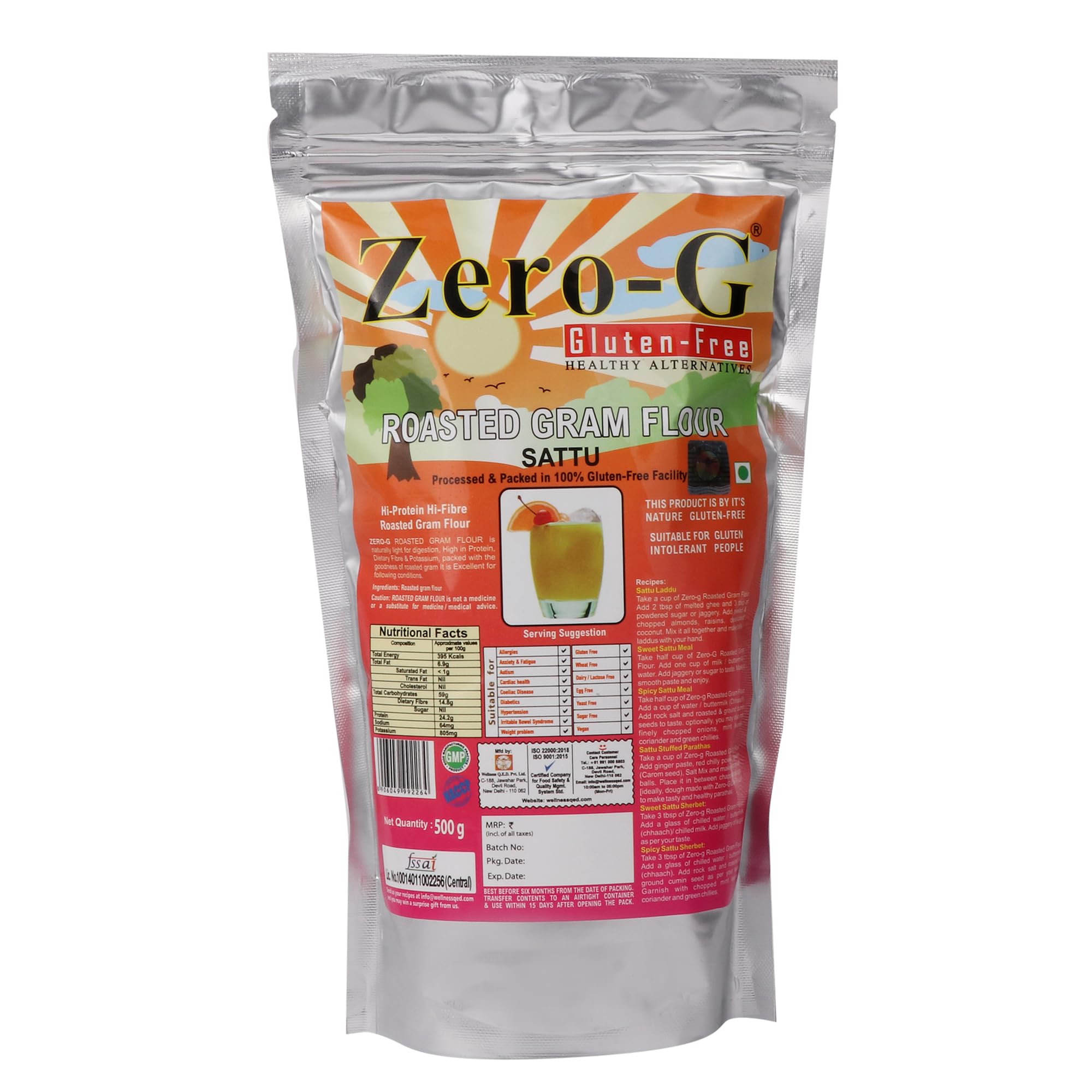 Zero-G Gluten-free Sattu (500g Pack) - High-Protein Hi-fibre Meal | Traditional Indian Wholesome Food/Drink | Gluten-Free Goodness | Promotes Digestive Health | Supports Healthy Gut (B00XL78Y7U) Amazon Price History, Amazon Price Tracker